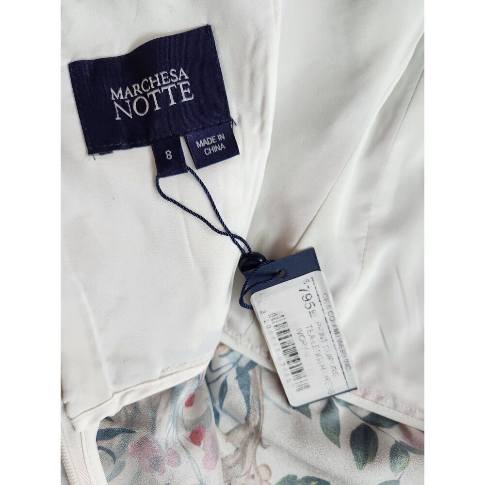 NWT Marchesa Notte Flared Floral Long-Sleeve Dress Size 8 #2N502 - Picture 9 of 14